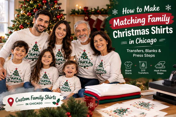 How to Make Matching Family Christmas Shirts in Chicago: Transfers, Blanks & Press Steps