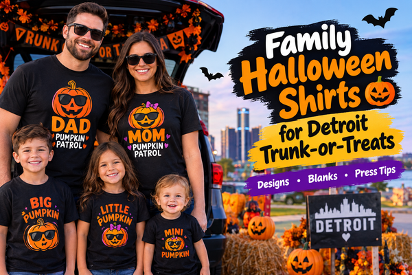 Family Halloween Shirts for Detroit Trunk-or-Treats: Designs, Blanks & Press Tips