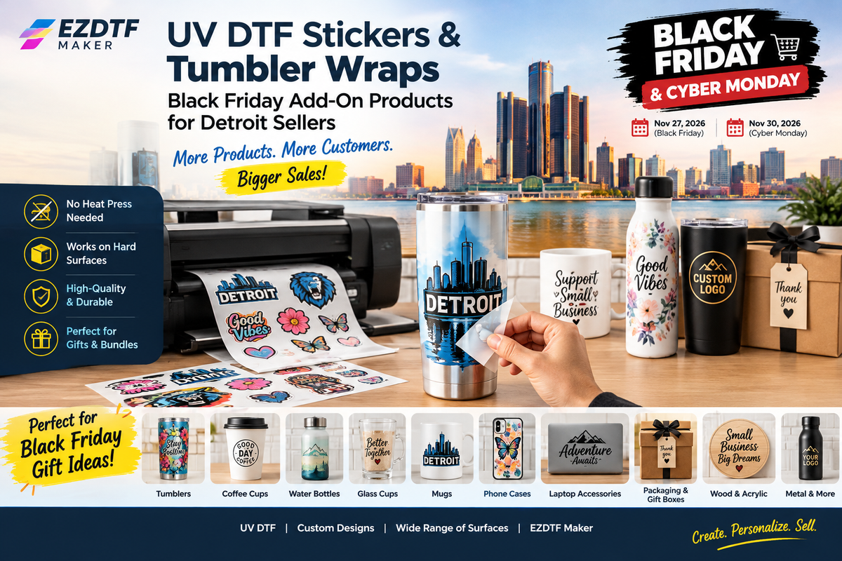 UV DTF Stickers & Tumbler Wraps: Black Friday Add-On Products for Detroit Sellers