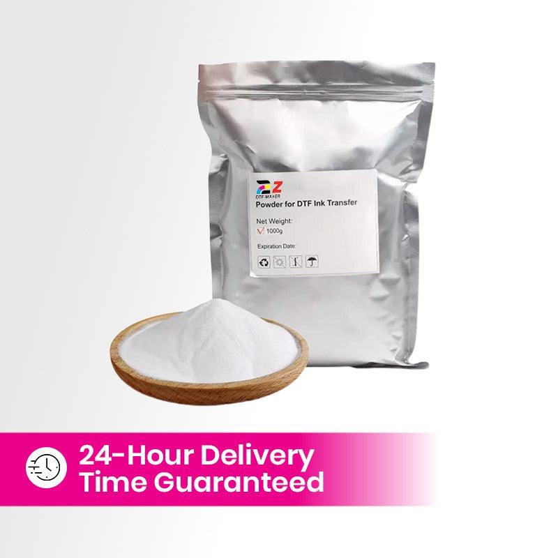 DTF TPU Powder for heat transfers with 24-hour guaranteed shipping.