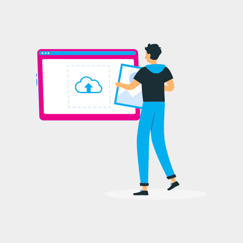 vector image of a man looking at the screen