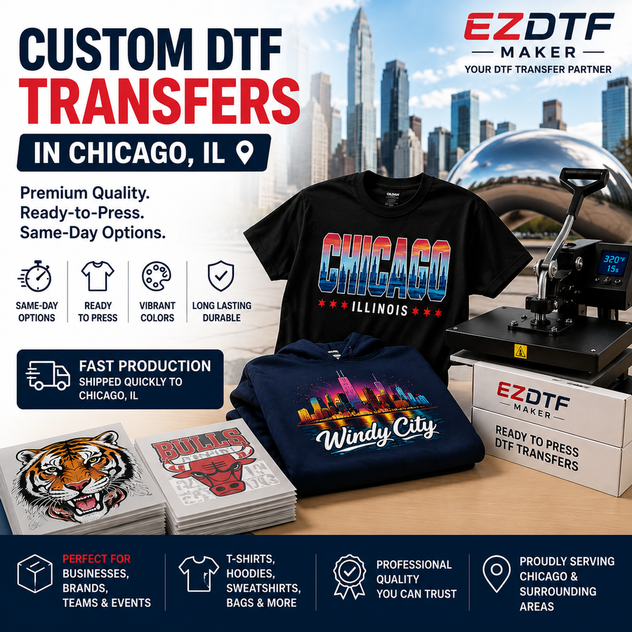 Where to Buy Custom DTF Transfers in Chicago, IL for Same-Day Orders