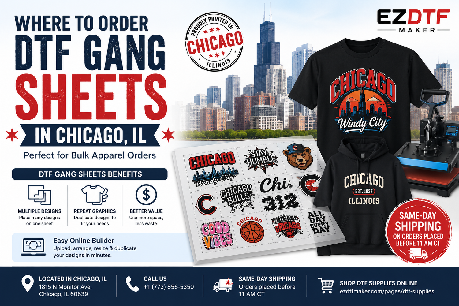 Where to Order DTF Gang Sheets in Chicago, IL for Bulk Apparel Orders