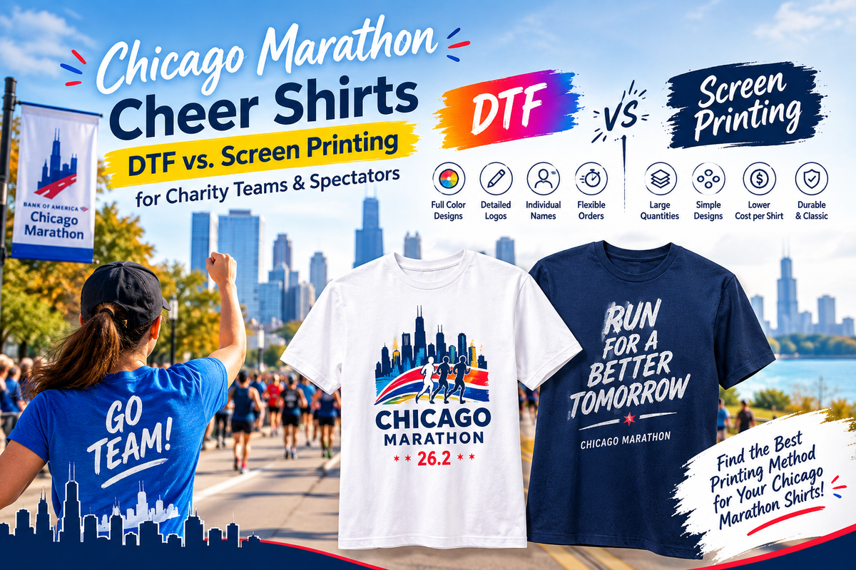 Chicago Marathon Cheer Shirts: DTF vs Screen Printing for Charity Teams & Spectators