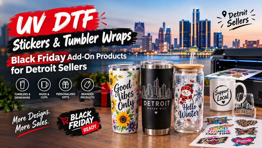 UV DTF Stickers & Tumbler Wraps: Black Friday Add-On Products for Detroit Sellers