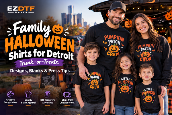 Family Halloween Shirts for Detroit Trunk-or-Treats: Designs, Blanks & Press Tips