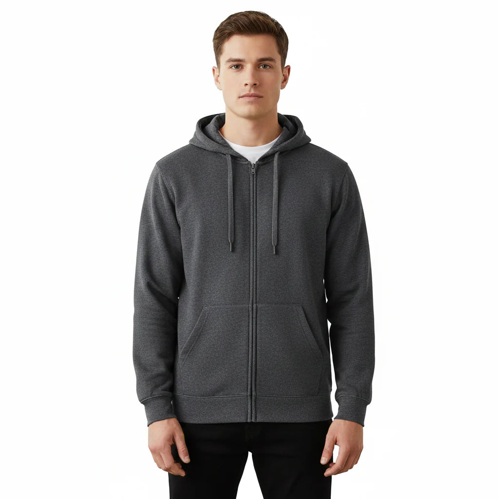 CVC 9 oz Heavy Duty Unisex Cut Zipper Pullover Hoodie